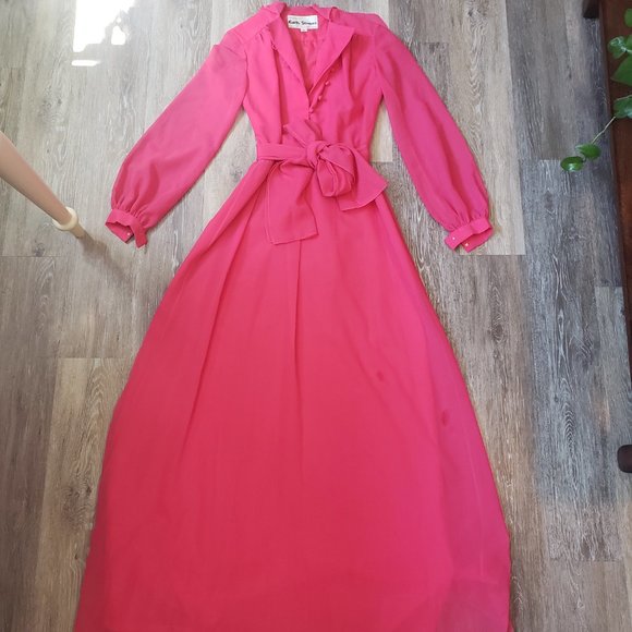 Gorgeous, rare 70s Edith Strauss pink dress - Picture 4 of 11